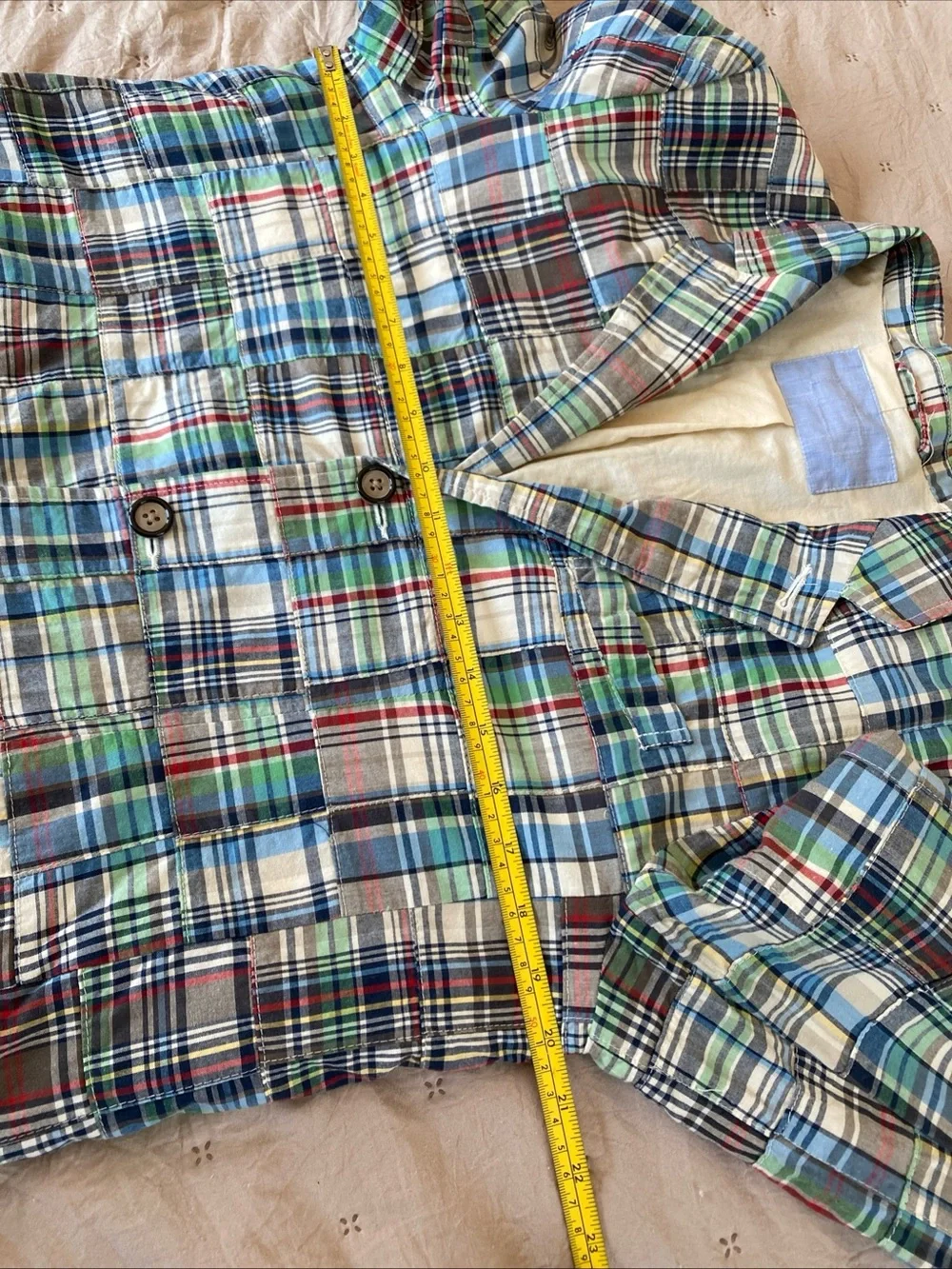 The Children's Place Boy Patchwork Madras Blazer Nantucket Wedding Size 14? READ